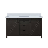 Marsyas 60 in. Freestanding Bathroom Vanity with White Quartz top, White Square Sink