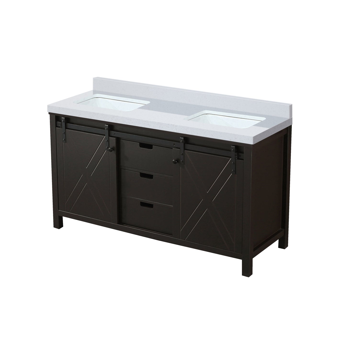 Marsyas 60 in. Freestanding Bathroom Vanity with White Quartz top, White Square Sink