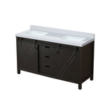 Marsyas 60 in. Freestanding Bathroom Vanity with White Quartz top, White Square Sink