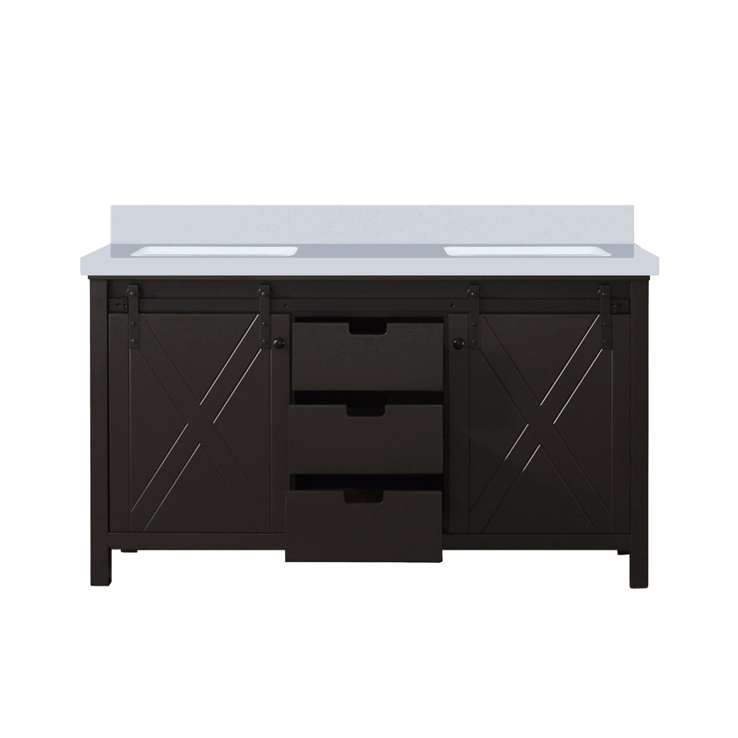 Marsyas 60 in. Freestanding Bathroom Vanity with White Quartz top, White Square Sink