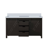 Marsyas 60 in. Freestanding Bathroom Vanity with White Quartz top, White Square Sink