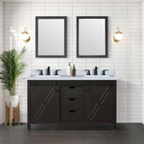Marsyas 60 in. Freestanding Bathroom Vanity with White Quartz top, White Square Sink