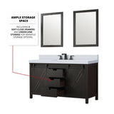 Marsyas 60 in. Freestanding Bathroom Vanity with White Quartz top, White Square Sink
