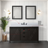 Marsyas 60 in. Freestanding Bathroom Vanity with White Quartz top, White Square Sink