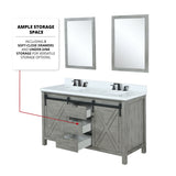Marsyas 60 in. Freestanding Bathroom Vanity with White Quartz top, White Square Sink