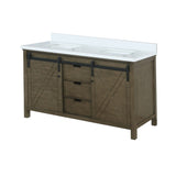 Marsyas 60 in. Freestanding Bathroom Vanity with White Quartz top, White Square Sink