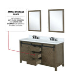 Marsyas 60 in. Freestanding Bathroom Vanity with White Quartz top, White Square Sink