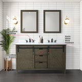 Marsyas 60 in. Freestanding Bathroom Vanity with White Quartz top, White Square Sink