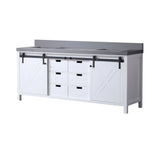 Marsyas 80 in. Freestanding Bathroom Vanity with White Quartz top, White Square Sink