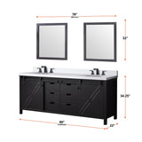 Marsyas 80 in. Freestanding Bathroom Vanity with White Quartz top, White Square Sink