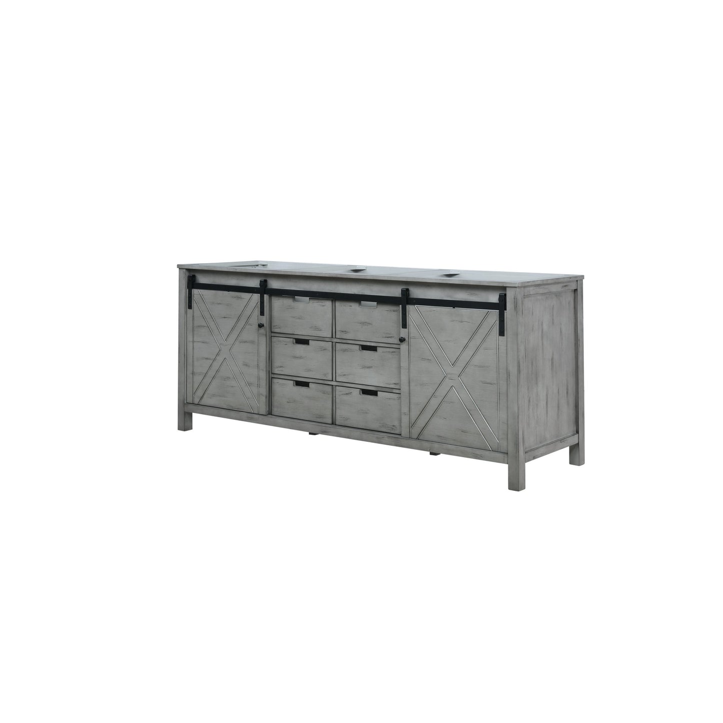 Marsyas 80" Ash Grey Double Vanity Ash Grey, White Quartz Top, White Square Sinks and 30" Mirrors w/ Faucets