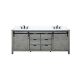 Marsyas 80" Ash Grey Double Vanity Ash Grey, White Quartz Top, White Square Sinks and 30" Mirrors w/ Faucets