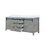 Marsyas 80 in. Freestanding Bathroom Vanity with White Quartz top, White Square Sink