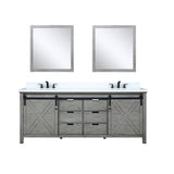 Marsyas 80" Ash Grey Double Vanity Ash Grey, White Quartz Top, White Square Sinks and 30" Mirrors w/ Faucets