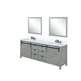 Marsyas 80" Ash Grey Double Vanity Ash Grey, White Quartz Top, White Square Sinks and 30" Mirrors w/ Faucets