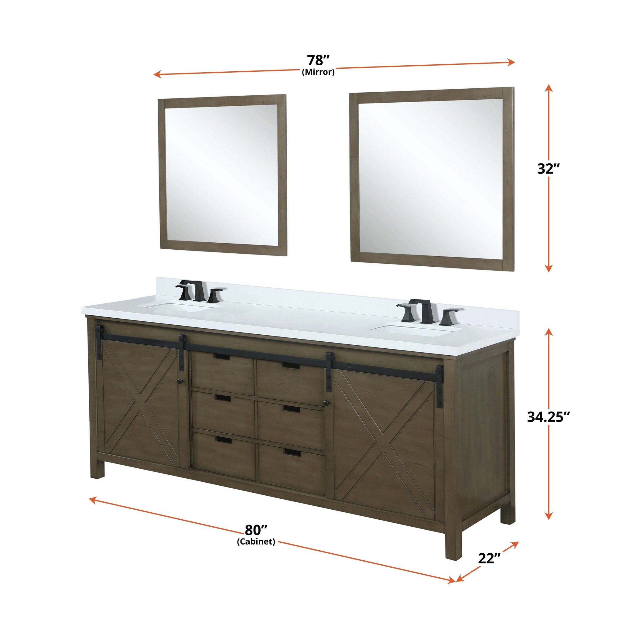 Marsyas 80 in. Freestanding Bathroom Vanity with White Quartz top, White Square Sink
