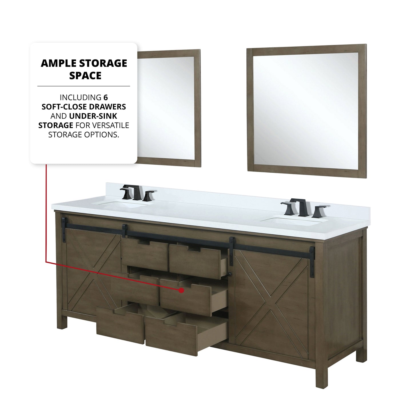 Marsyas 80 in. Freestanding Bathroom Vanity with White Quartz top, White Square Sink
