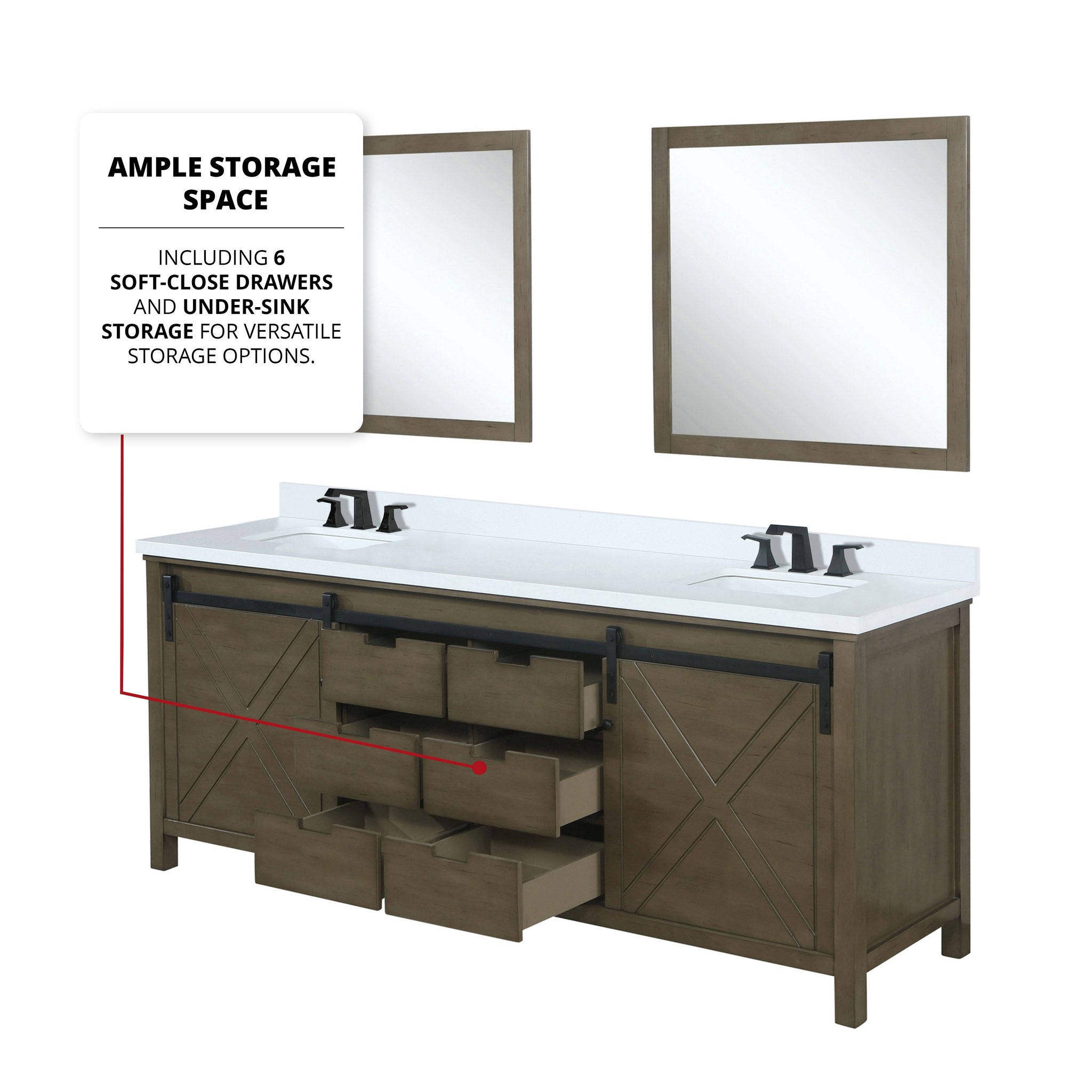 Marsyas 80 in. Freestanding Bathroom Vanity with White Quartz top, White Square Sink