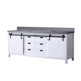 Marsyas 84 in. Freestanding Bathroom Vanity with White Quartz top, White Square Sink