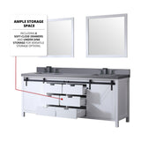 Marsyas 84 in. Freestanding Bathroom Vanity with White Quartz top, White Square Sink