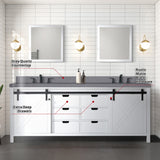 Marsyas 84 in. Freestanding Bathroom Vanity with White Quartz top, White Square Sink