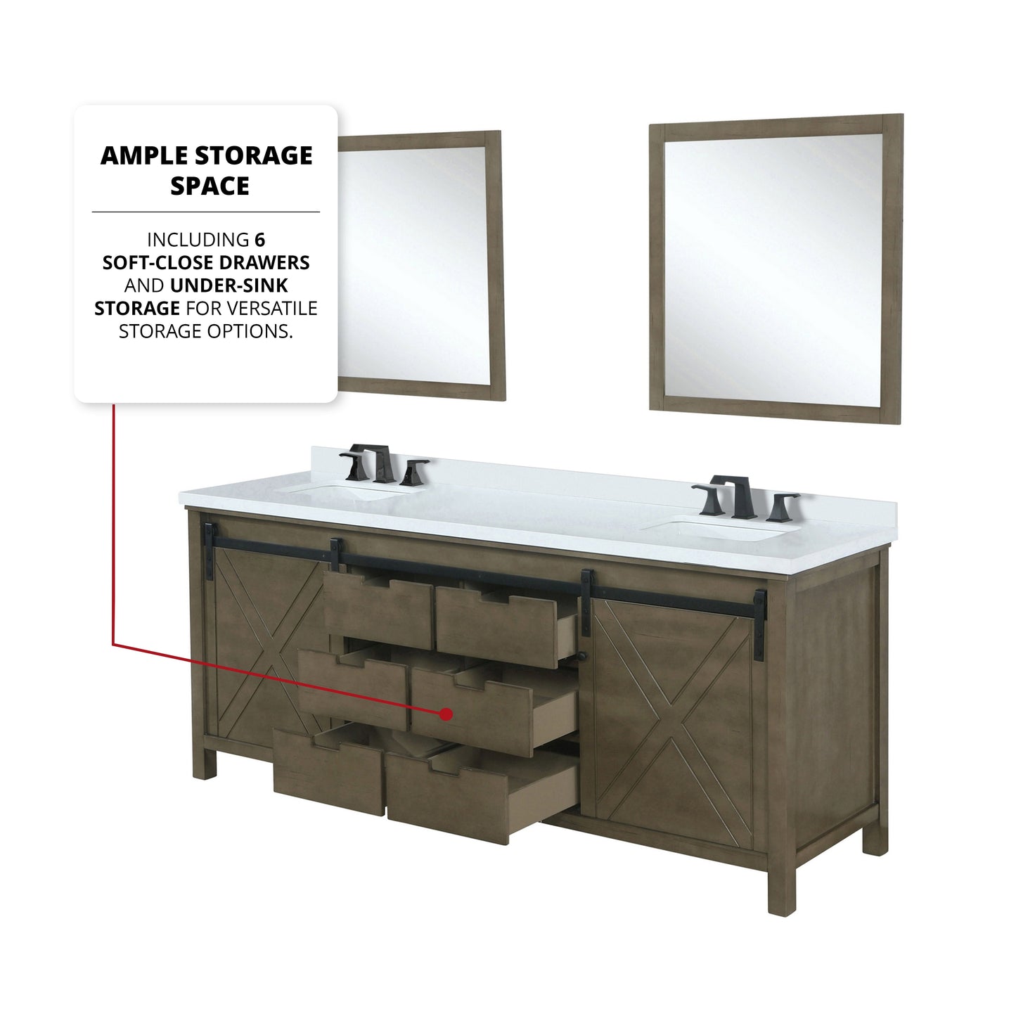 Marsyas 84 in. Freestanding Bathroom Vanity with White Quartz top, White Square Sink