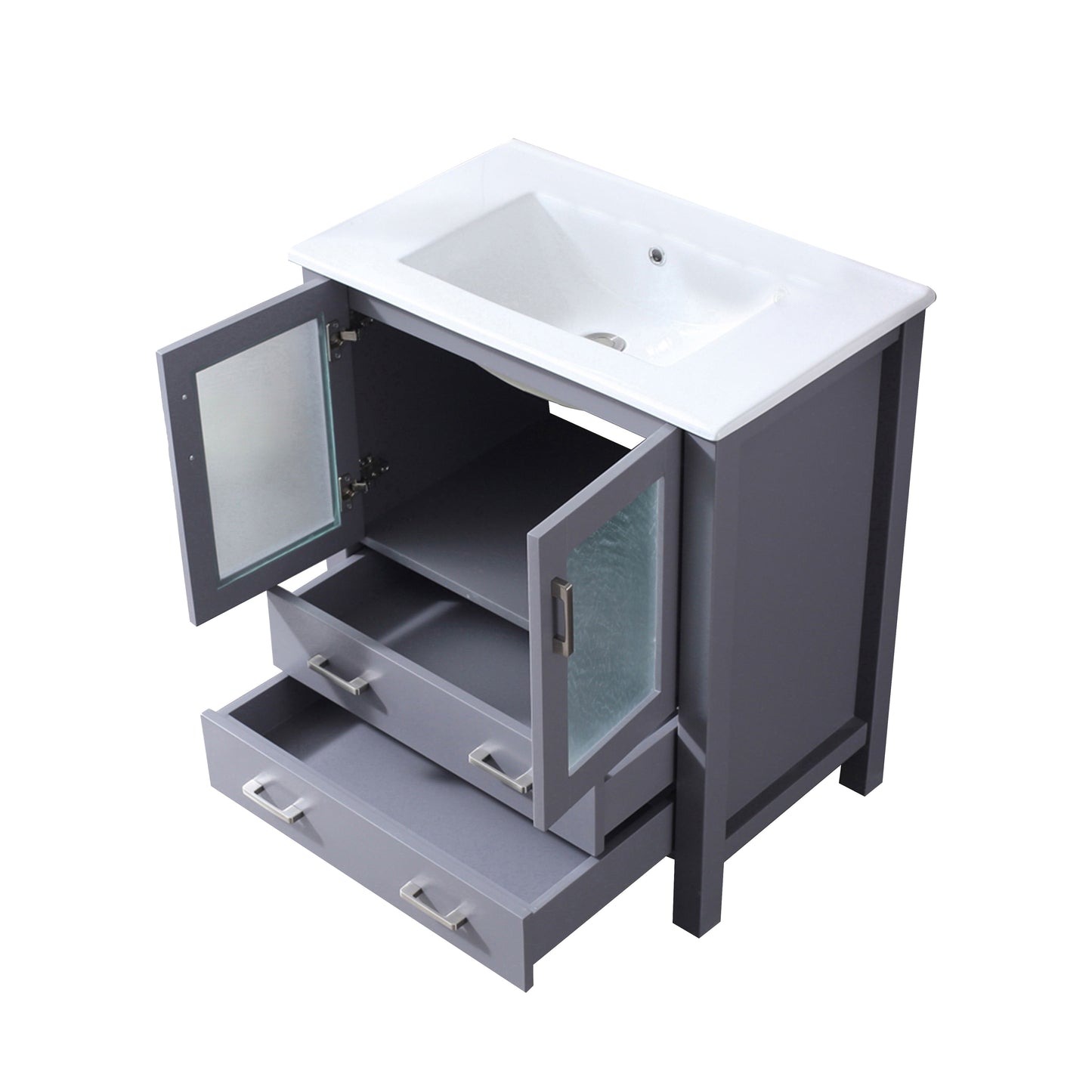 Volez 30 in. Freestanding Bathroom Vanity with Integrated Top, White integrated Square Sink