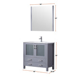 Volez 36 in. Freestanding Bathroom Vanity with Integrated Top, White integrated Square Sink