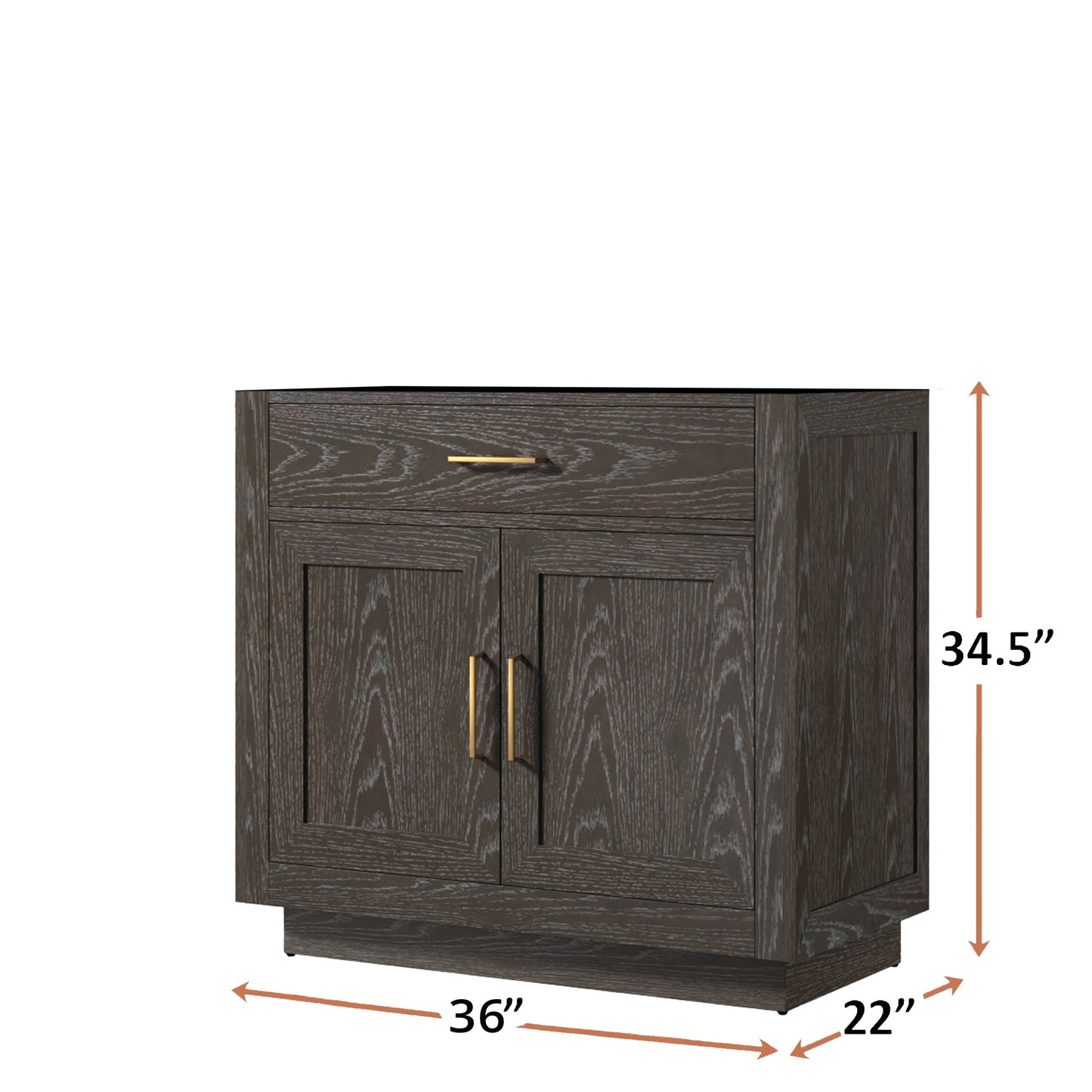 Abbey 36 in W x 22 in D Brown Oak Single Bath Vanity