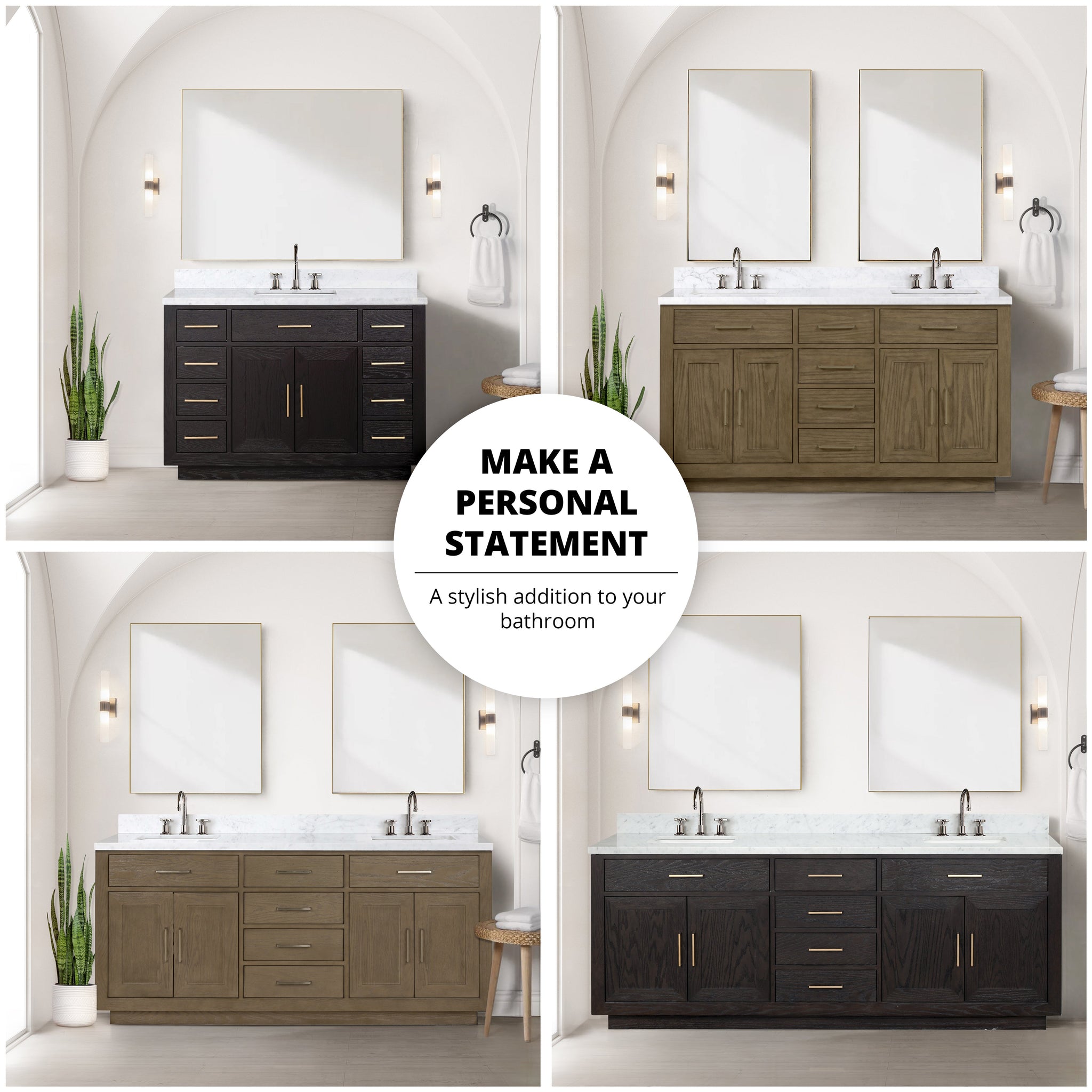 Abbey 48 in W x 22 in D Black Oak Single Bath Vanity