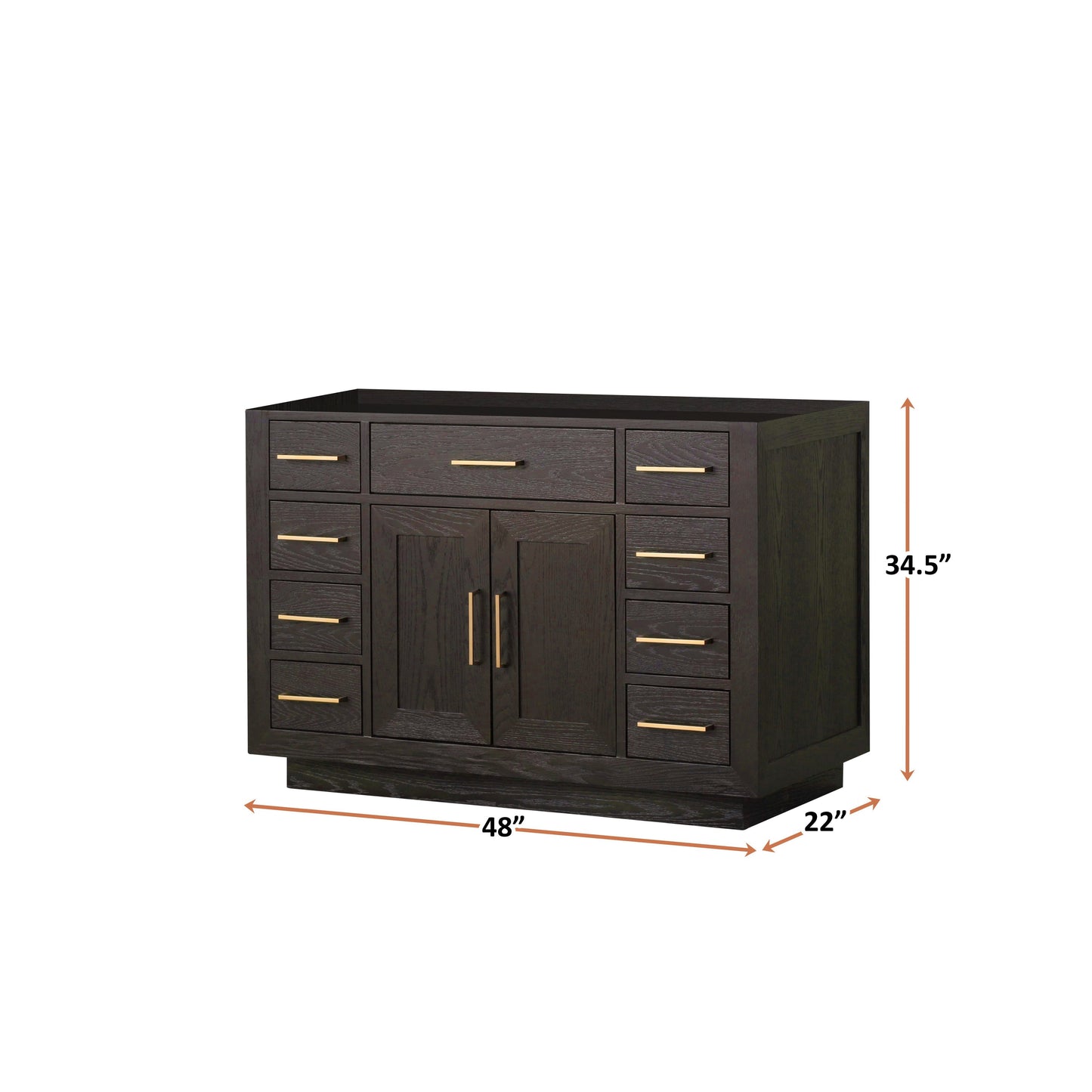 Abbey 48 in W x 22 in D Brown Oak Single Bath Vanity