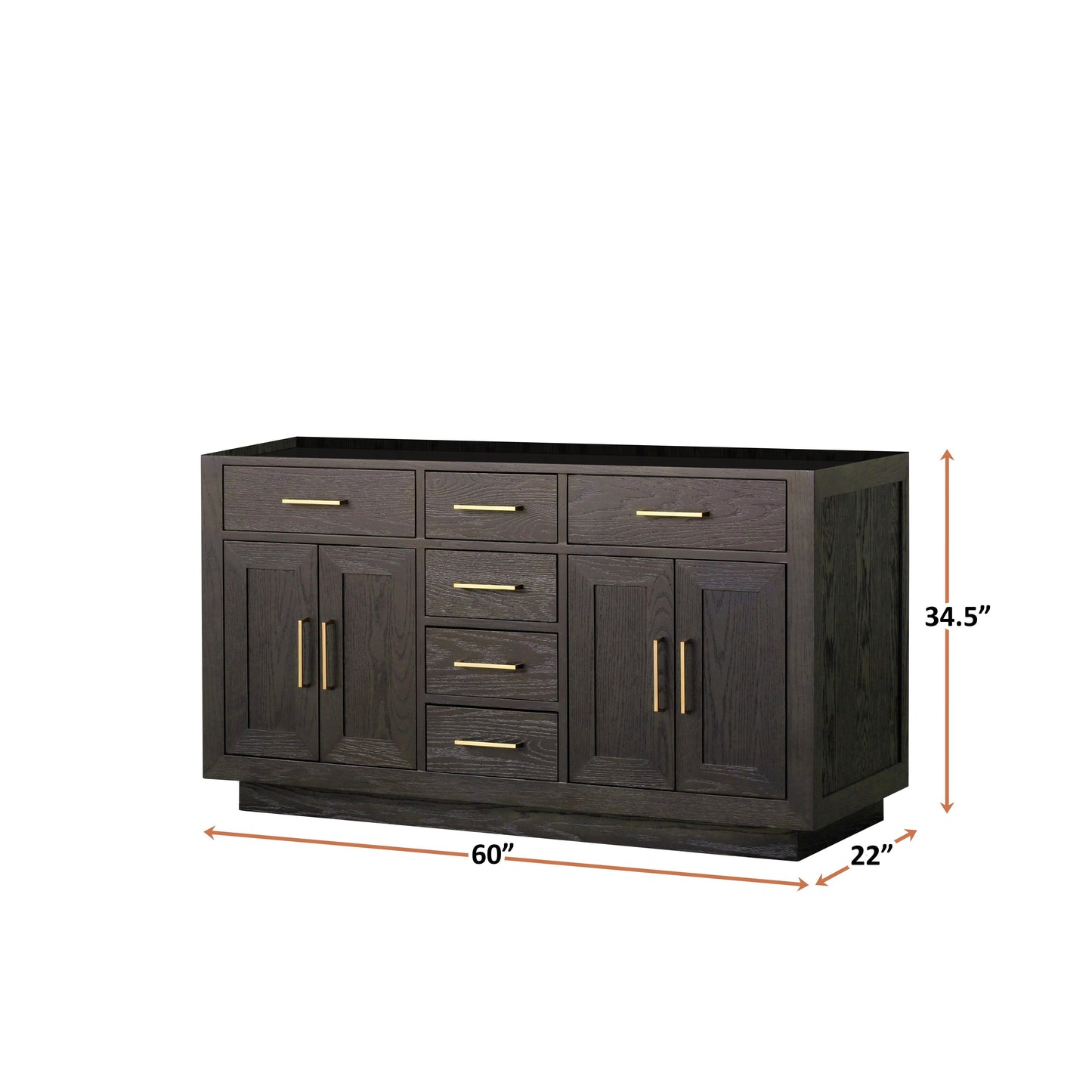 Abbey 60 in W x 22 in D Brown Oak Double Bath Vanity