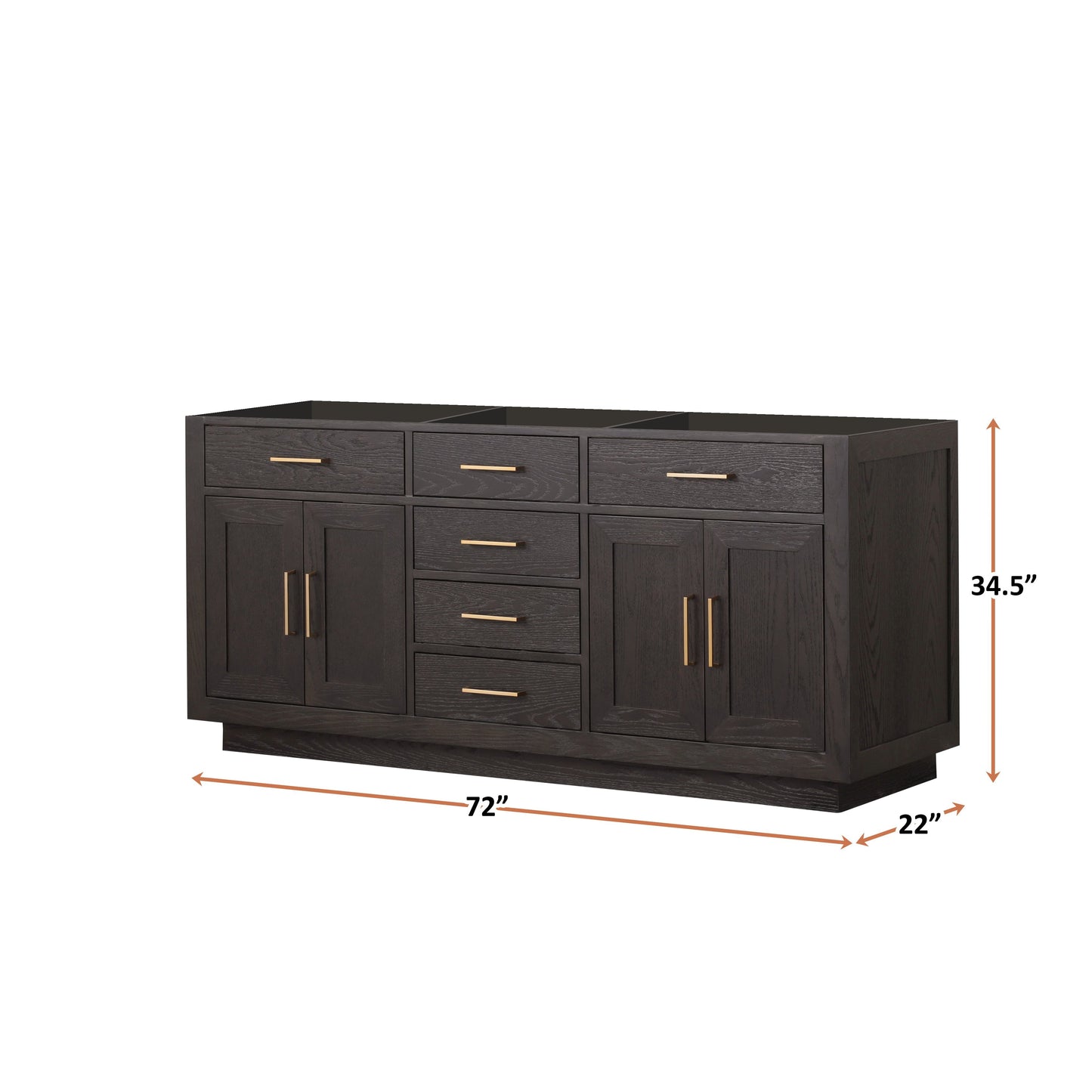 Abbey 72 in W x 22 in D Brown Oak Double Bath Vanity
