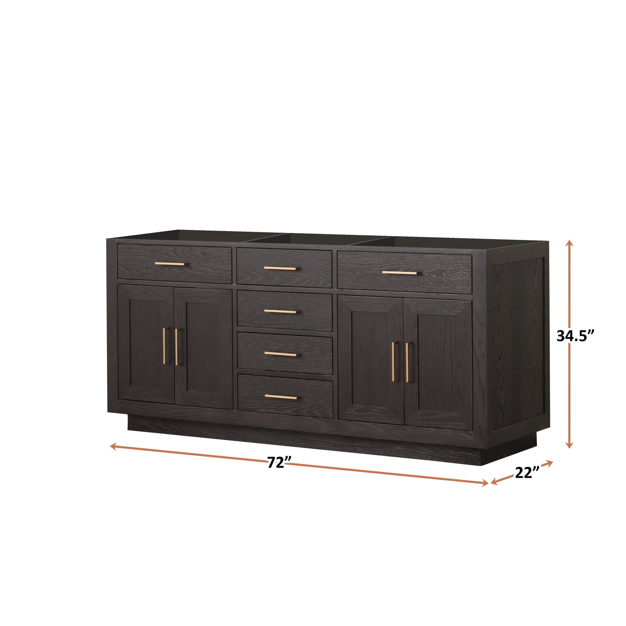 Abbey 72 in W x 22 in D Brown Oak Double Bath Vanity