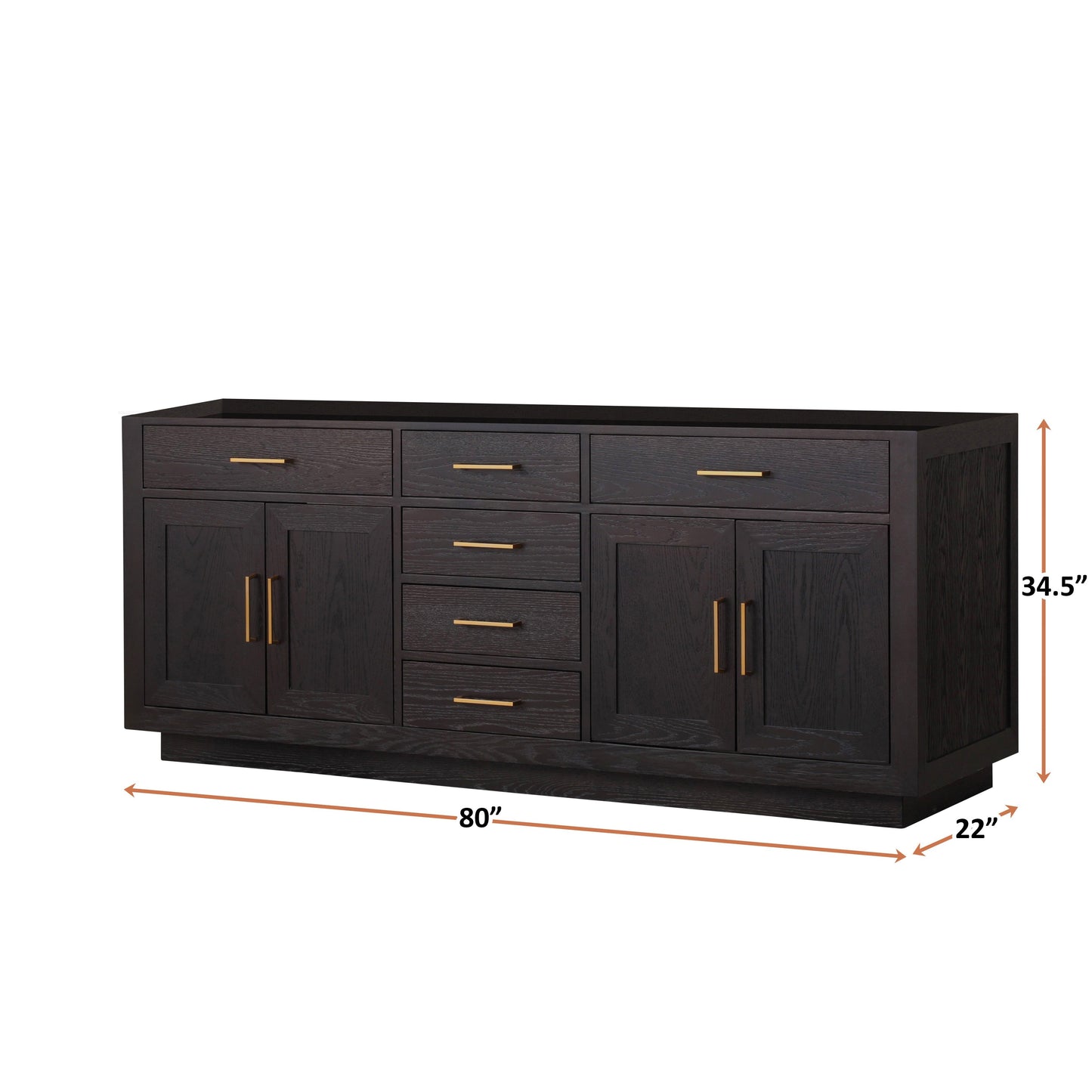Abbey 80 in W x 22 in D Black Oak Double Bath Vanity