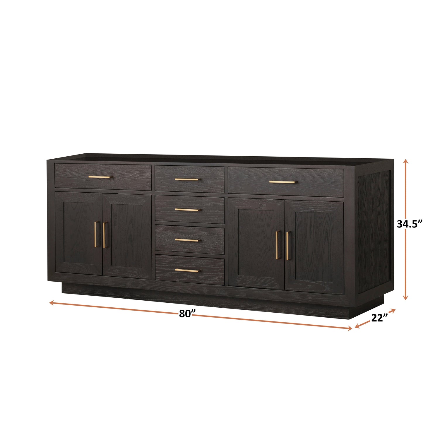 Abbey 80 in W x 22 in D Brown Oak Double Bath Vanity