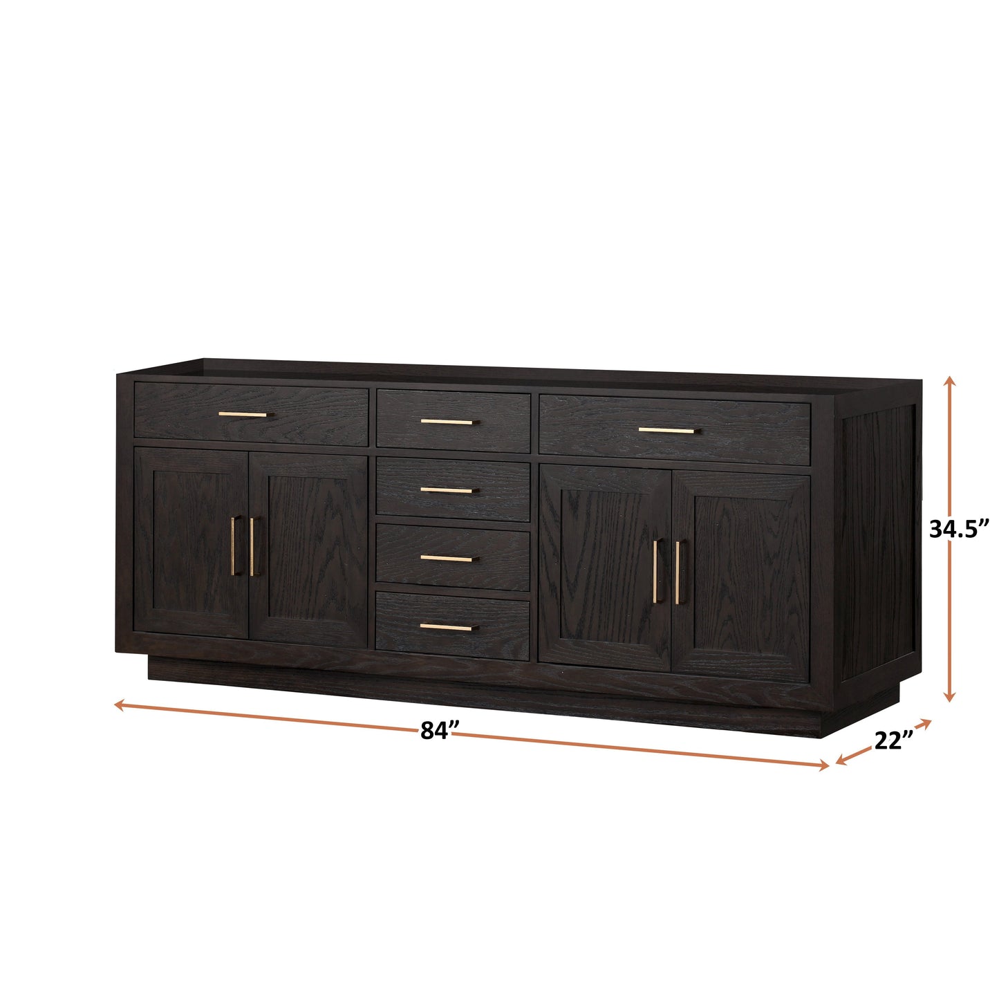 Abbey 84 in W x 22 in D Black Oak Double Bath Vanity