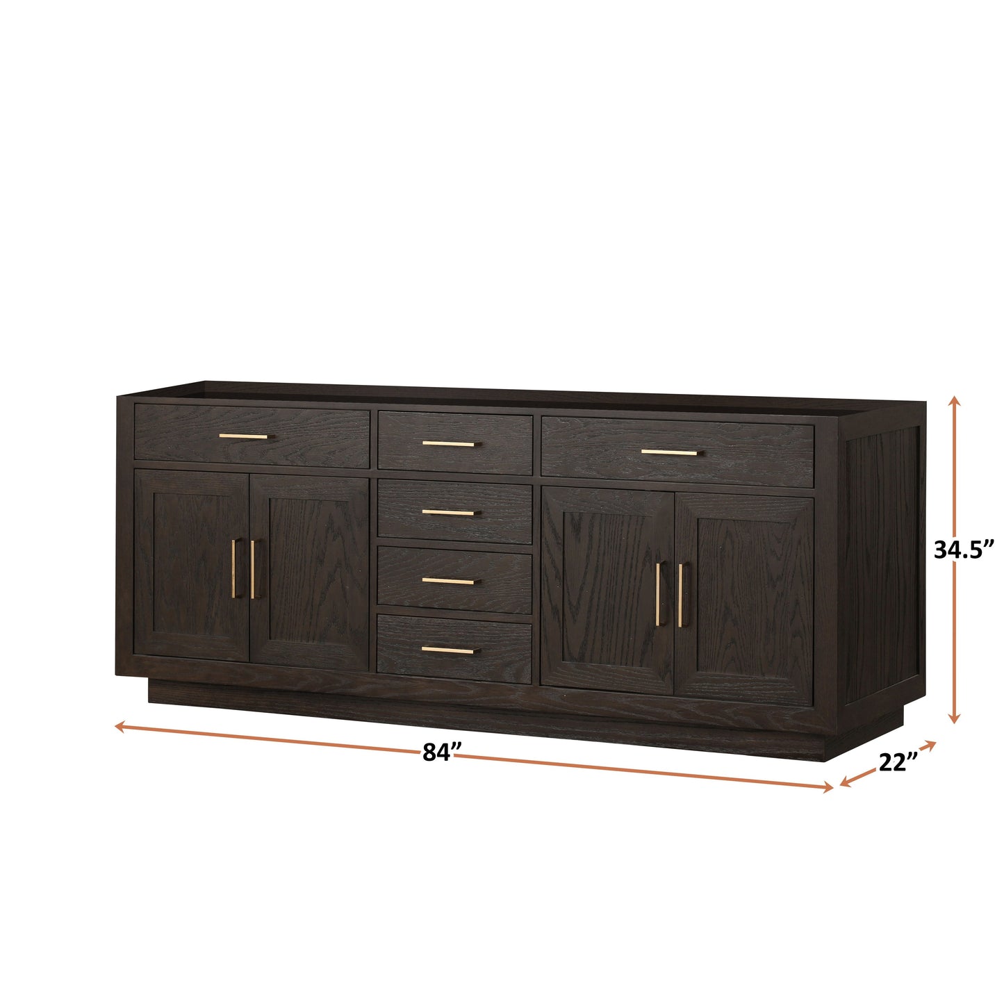 Abbey 84 in W x 22 in D Brown Oak Double Bath Vanity