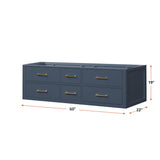 Castor 60 in W x 22 in D Blue Double Bath Vanity