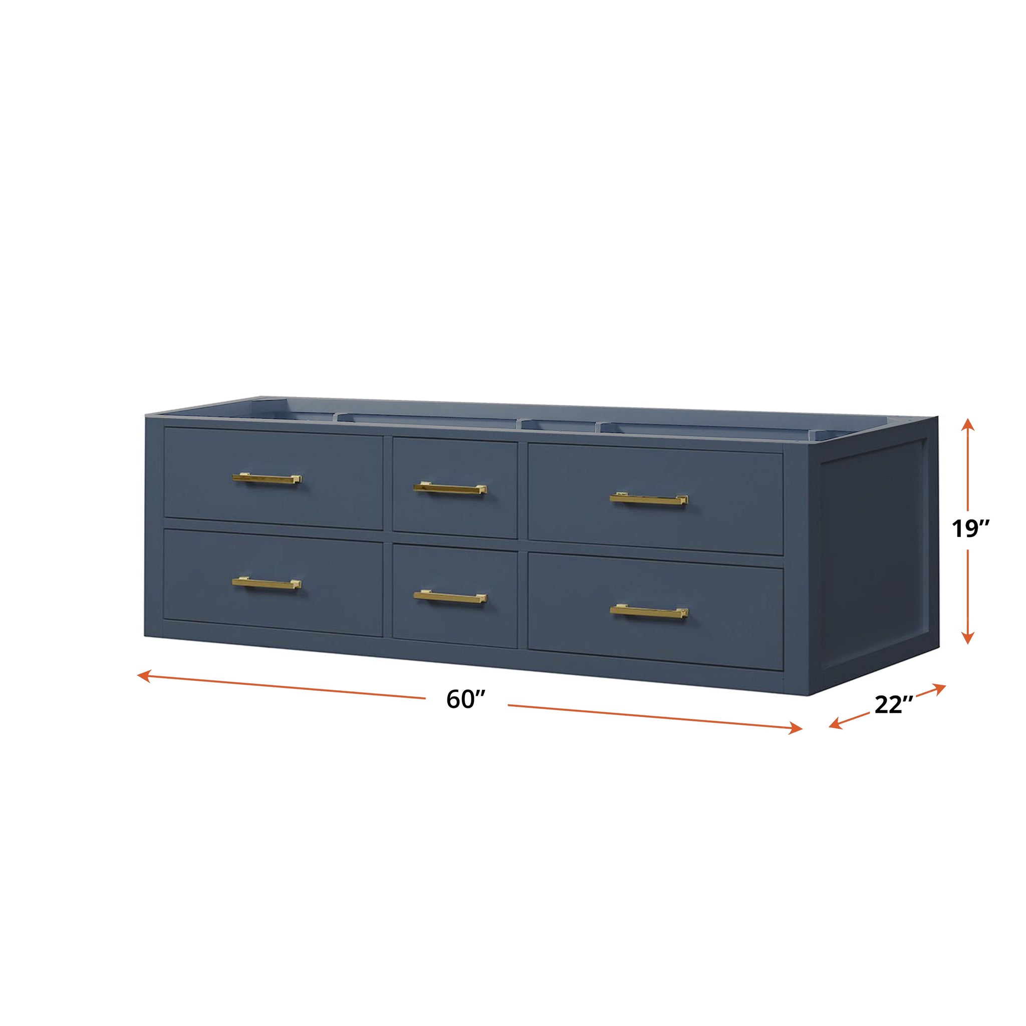 Castor 60 in W x 22 in D Blue Double Bath Vanity