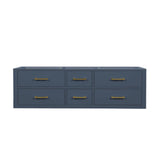 Castor 60 in W x 22 in D Blue Double Bath Vanity