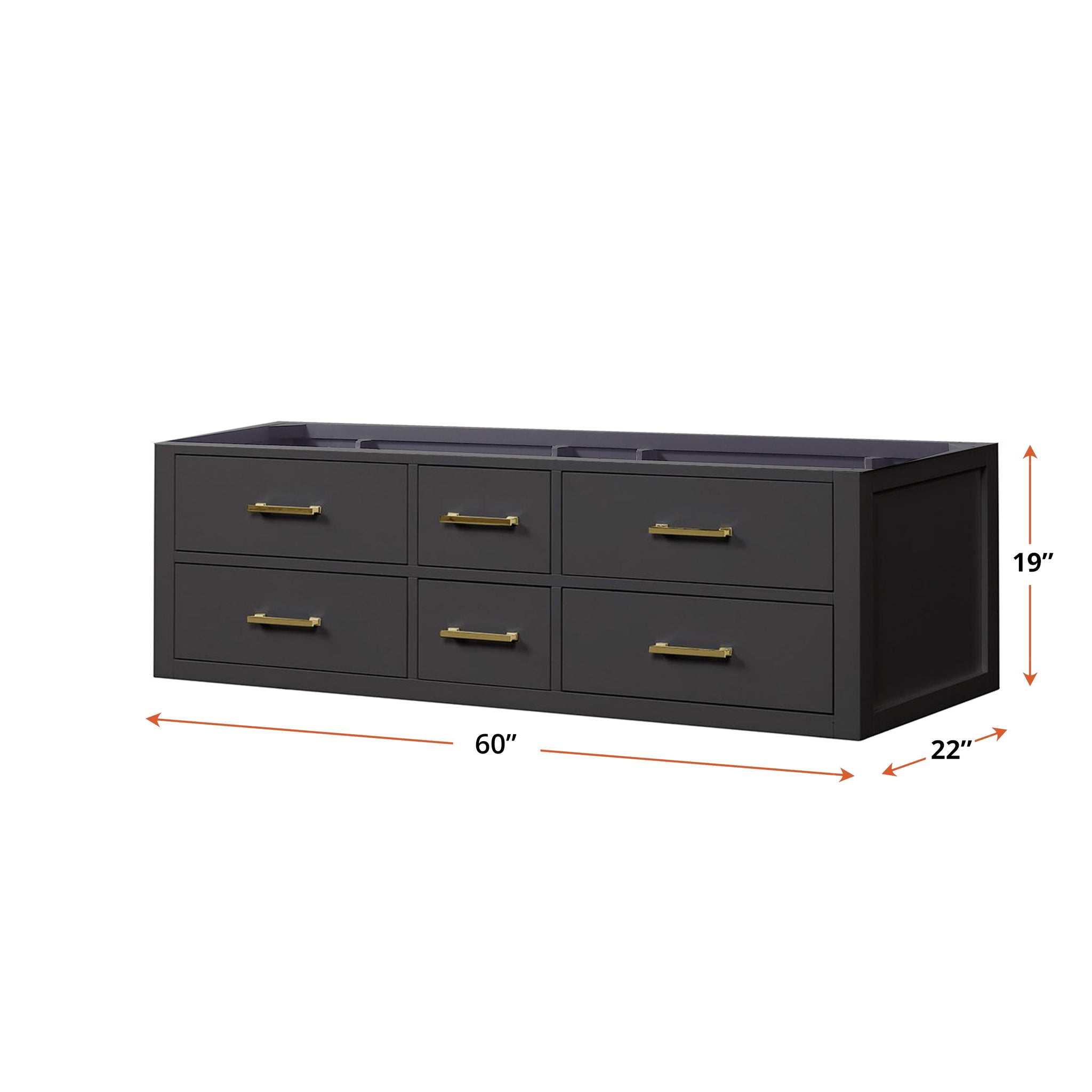 Castor 60 in W x 22 in D Black Double Bath Vanity
