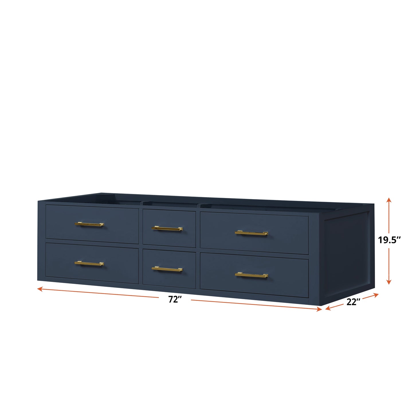 Castor 72 in W x 22 in D Blue Double Bath Vanity