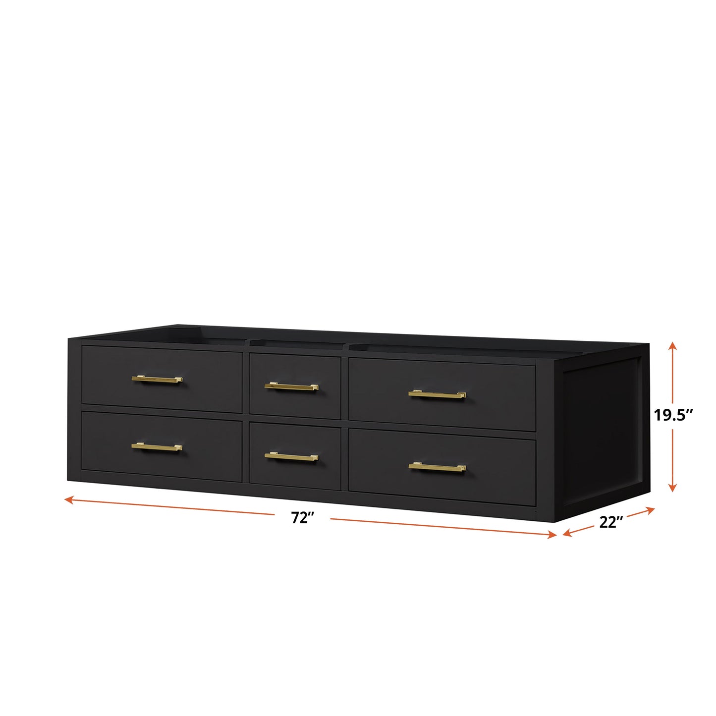 Castor 72 in W x 22 in D Black Double Bath Vanity