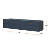 Castor 80 in W x 22 in D Blue Double Bath Vanity