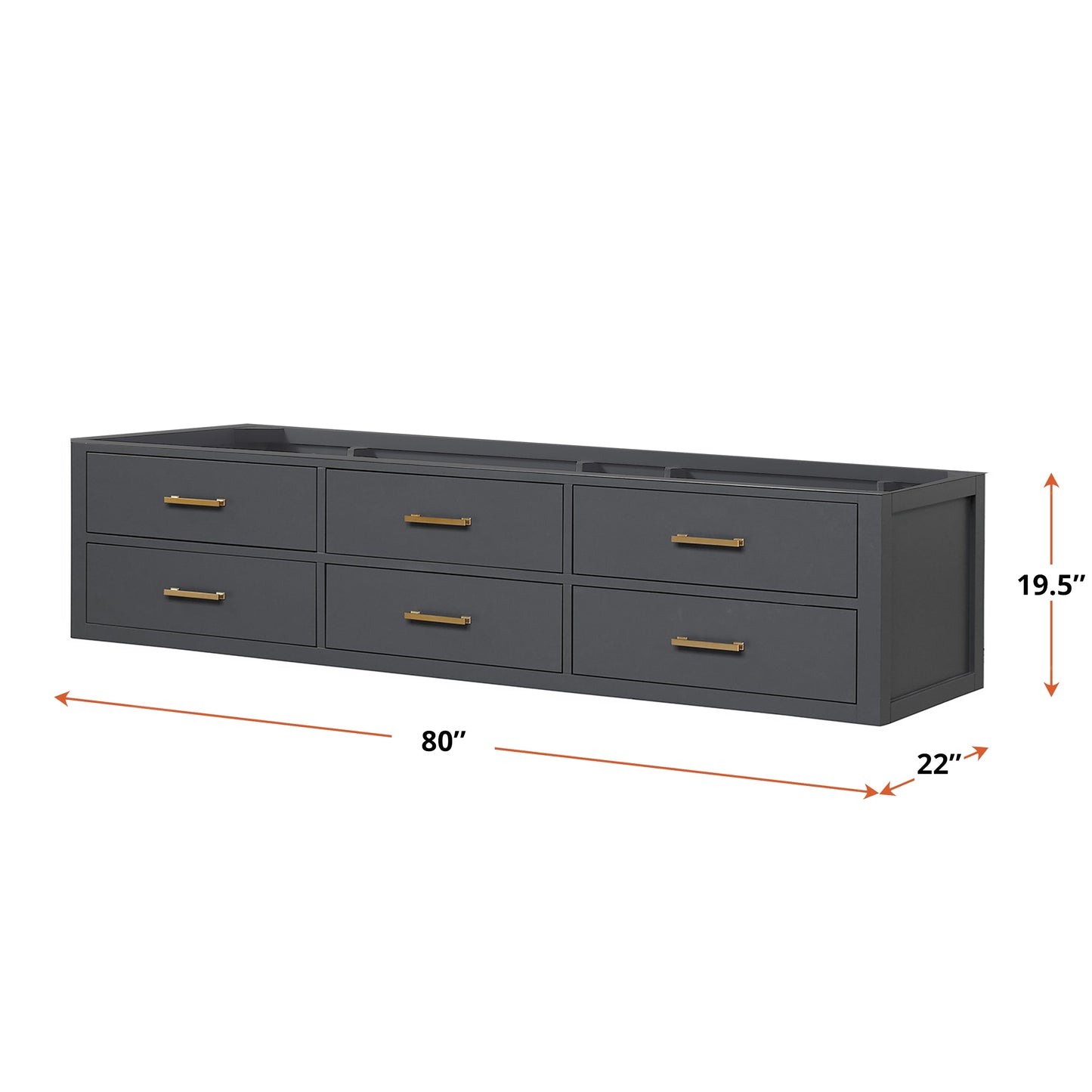 Castor 80 in W x 22 in D Black Double Bath Vanity