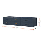 Castor 84 in W x 22 in D Blue Double Bath Vanity