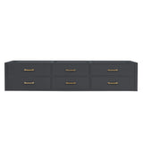 Castor 84 in W x 22 in D Black Double Bath Vanity