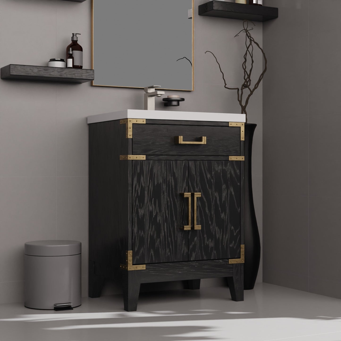 Laurel 24 in W x 18 in D Black Oak Single Bath Vanity