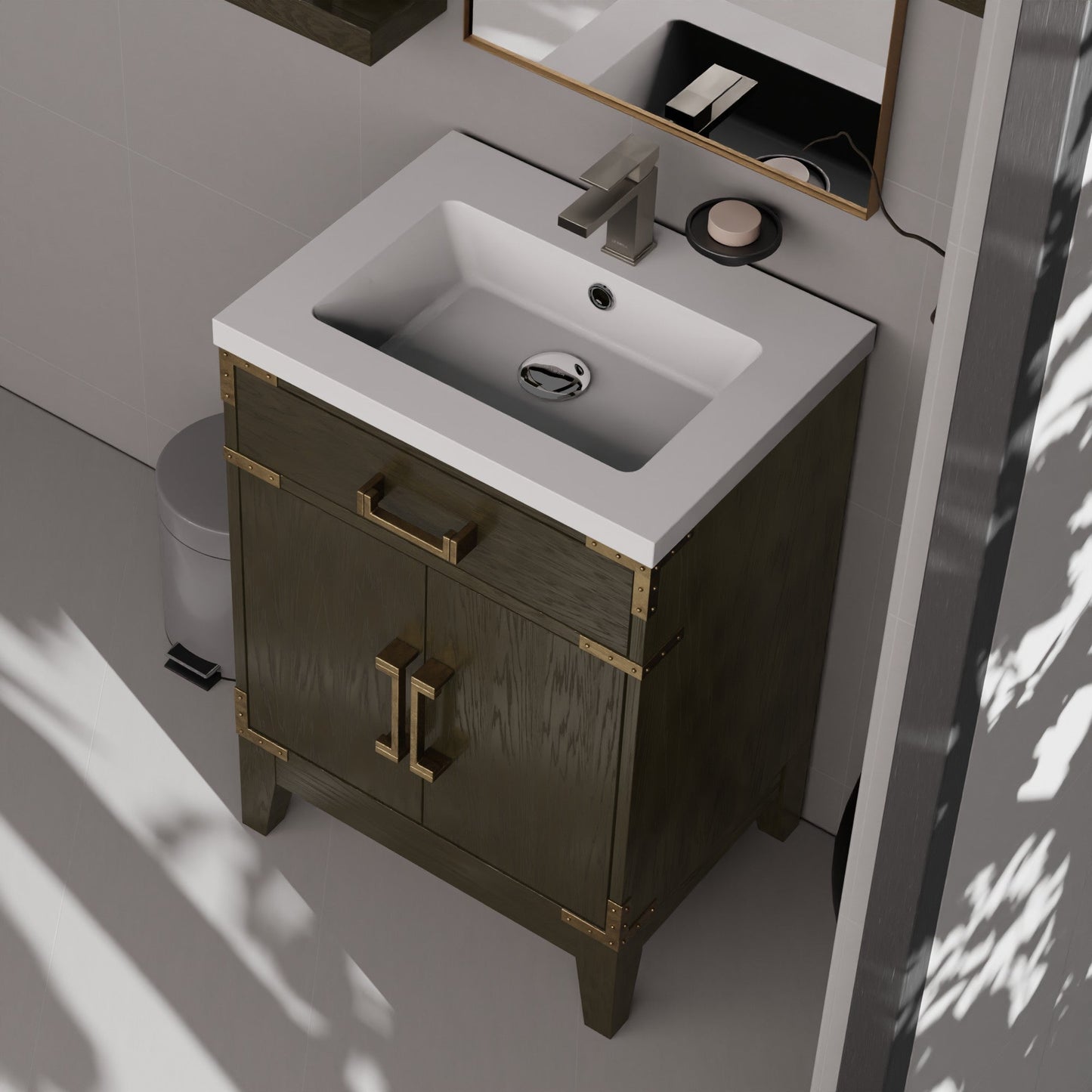 Laurel 24 in W x 18 in D Brown Oak Single Bath Vanity